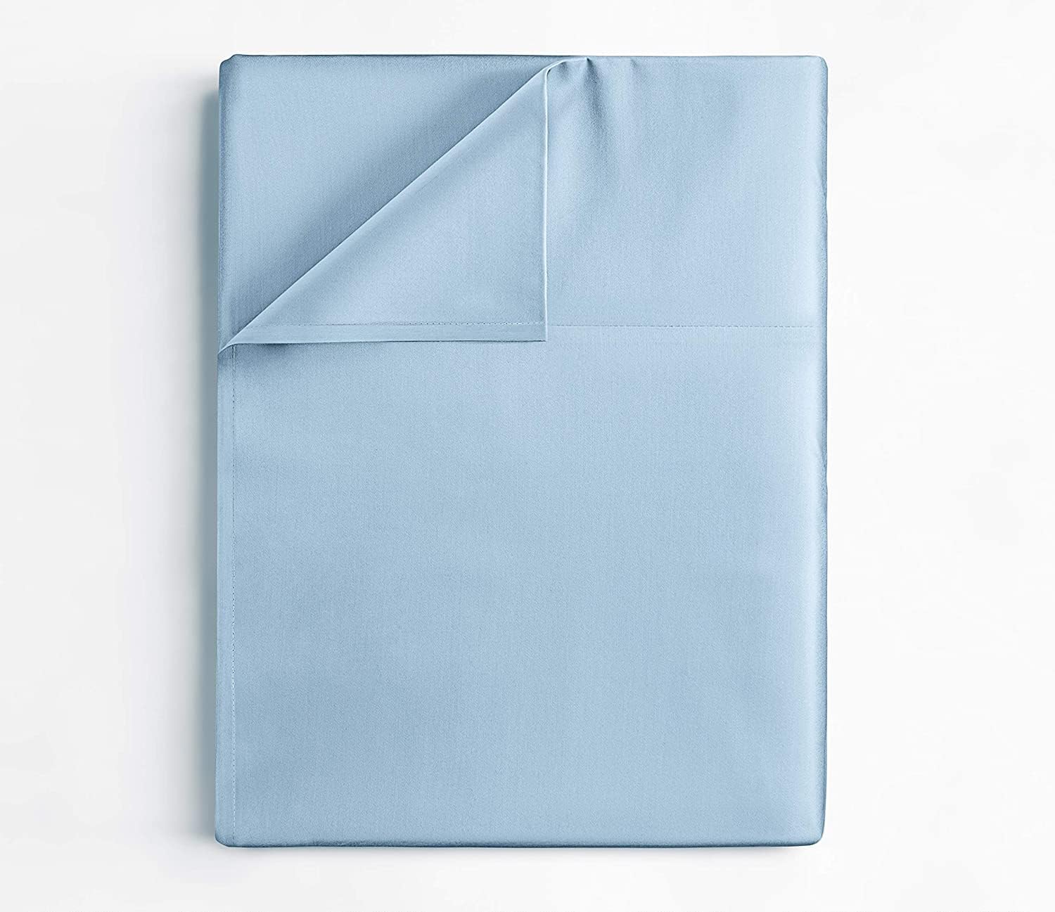 Drap plat 400 fils bleu clair King size en coton doux CGK Unlimited grand lit