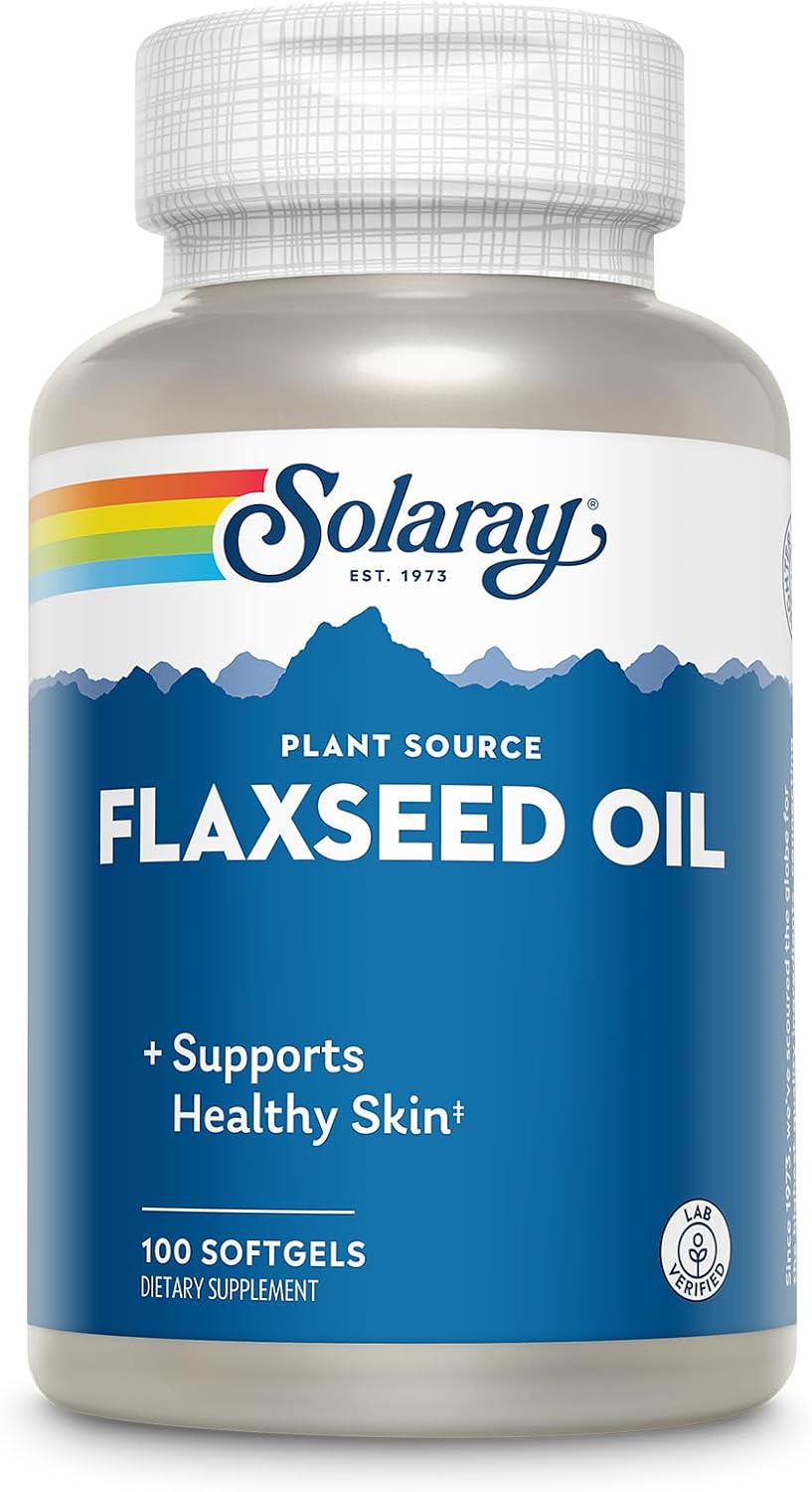 SOLARAY Flaxseed Oil 3000 mg with Omega 3 6 9, Flax Seed Softgels for Skin Health, Triple Omega Supplement, Non-GMO, Gluten Free, Lab Verified - 60-Day Guarantee - 80 Servings, 240 Softgels