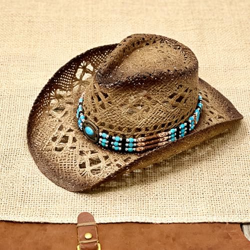 Carnavalife Chapeau Cowboy en paille style Western pour adulte, famille par couleur et taille, LU13813 Marron ombré, 58 – vue 5