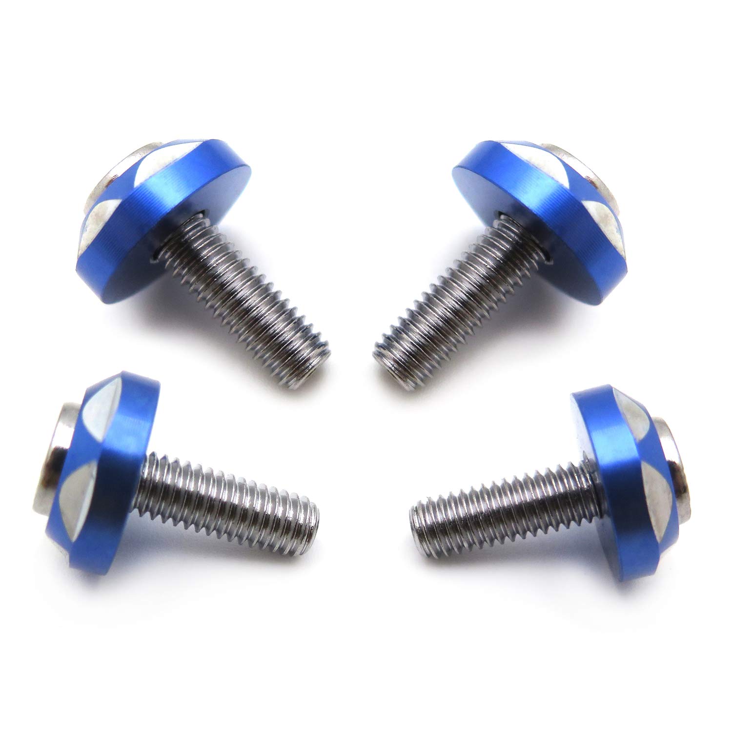 HTTMT- 4Pcs 6mm Thread Dia Aluminum Alloy Decorative License Plate Bolt Screw Compatible with Most Car Motorcycle [P/N: USMT215-021]
