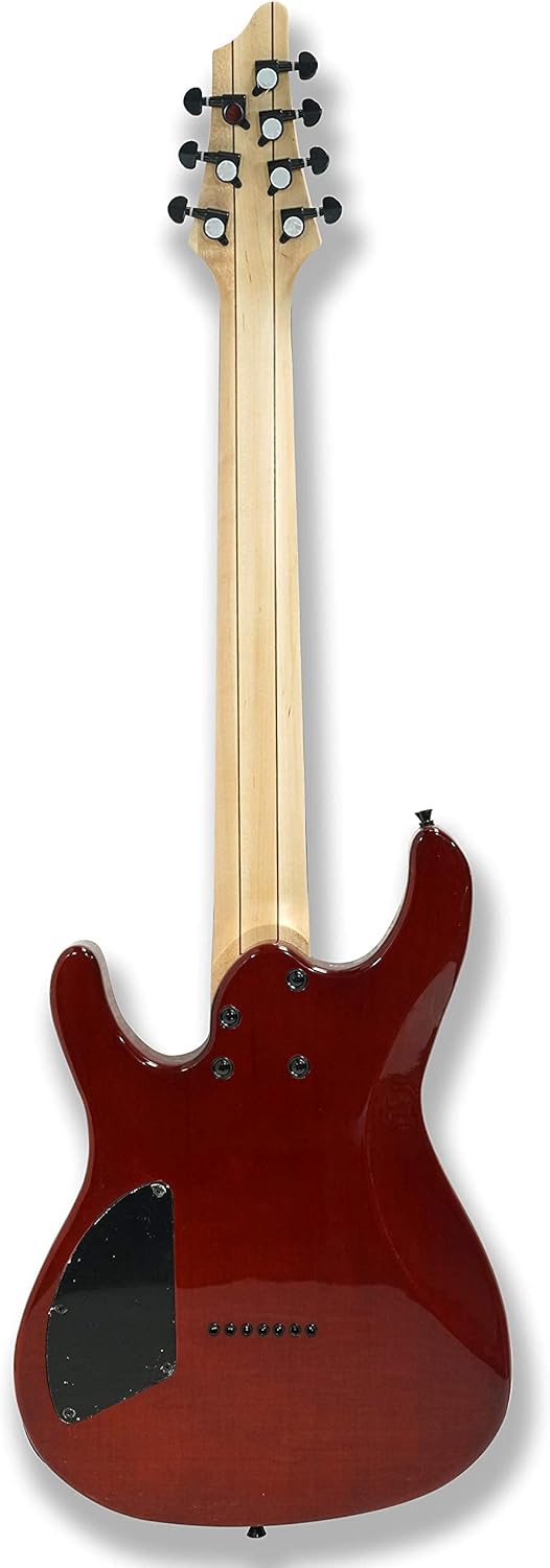 TARIO 7 String Electric Guitar Bolt_On Maple Neck Poplar Wood Body (Burl poplar top body)