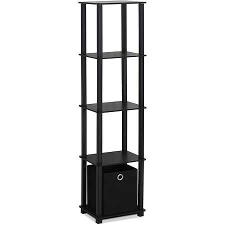 FURINNO Decorative Shelf With Bin, Black