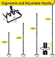 Vista 6 de Azada de jardín, azada de estribo cultivador, herramienta de jardín para deshierbe, azada de hula resistente de 73 pulgadas con mango largo