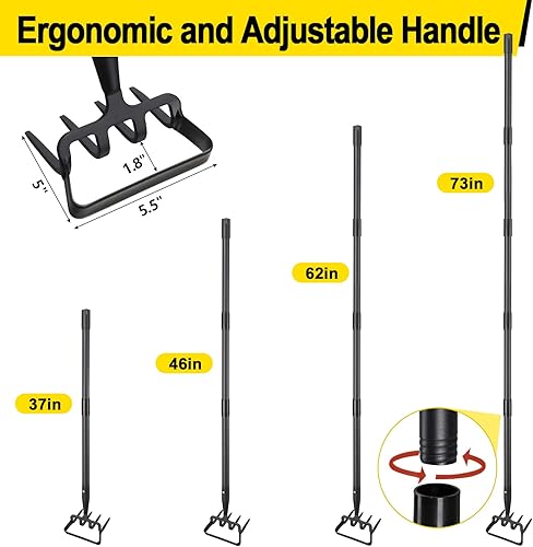 Miniatura 6 de Azada de jardín, azada de estribo cultivador, herramienta de jardín para deshierbe, azada de hula resistente de 73 pulgadas con mango largo