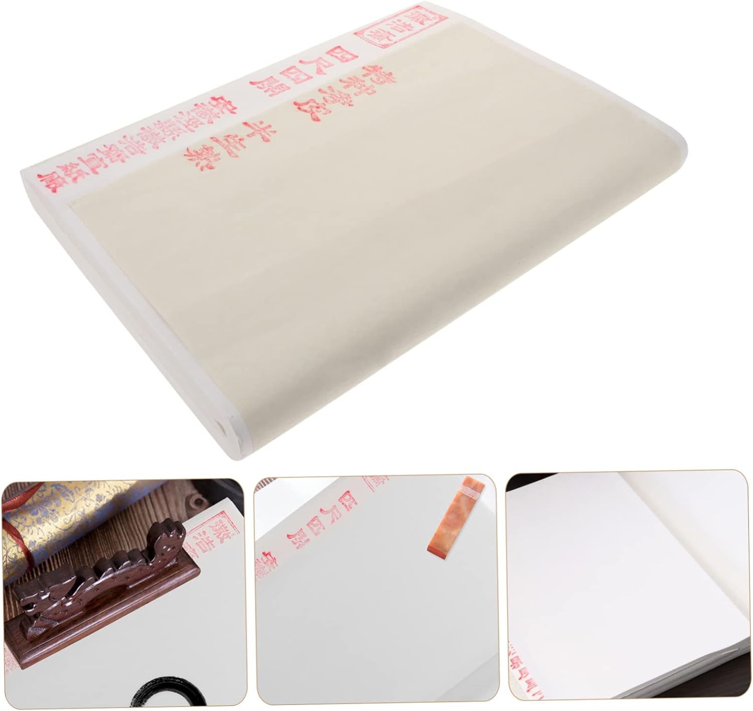 OSALADI 100sheets Thick Xuan Paper Convenient Rice Paper for Calligraphy Painting Writing for Beginners Half Finish
