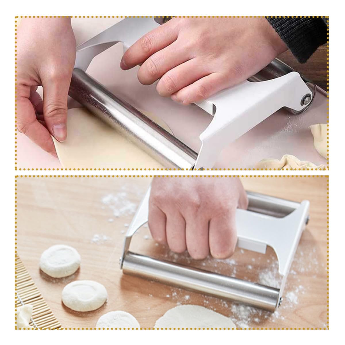 Kichvoe Rodillo de Cocina de Acero Inoxidable Resistente al Desgaste Diseño Extragrande para Panaderías y Pastelerías Profesional