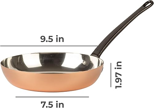 Miniatura 2 de Cuisine Romefort Sartén de cobre estañado con mango de hierro fundido  Sartén tradicional de cobre macizo con revestimiento de estaño  Sartén