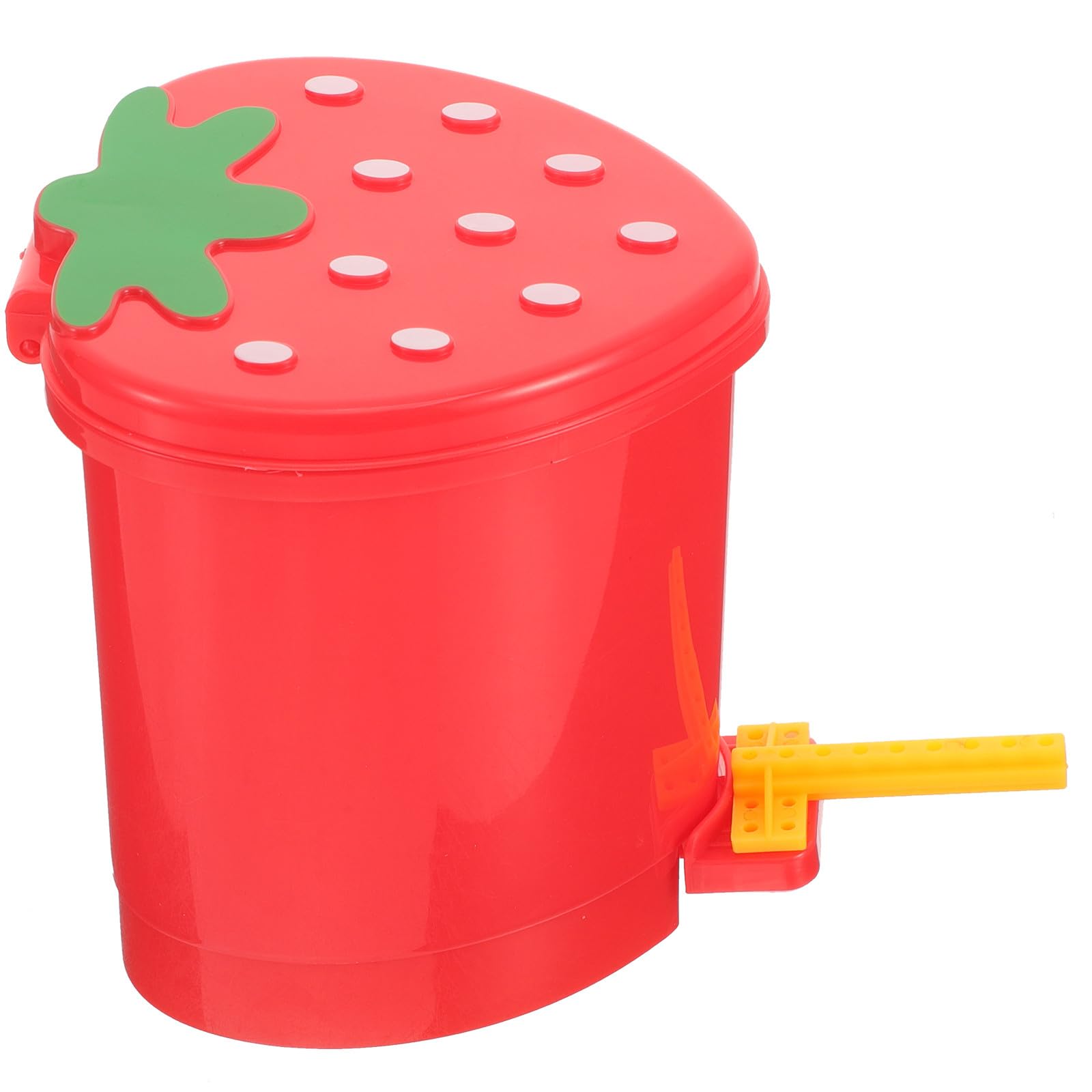 Hemoton Strawberry Desktop Trash Can Mini Wastebasket with Lid Cute Cartoon Plastic Garbage Can for Office Tabletop and