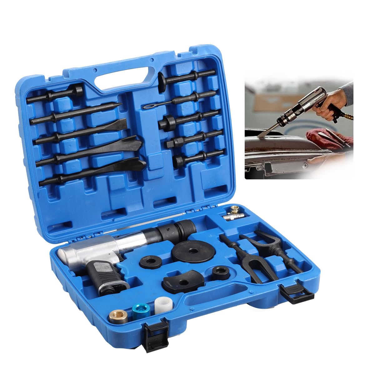 Lufthammer Pneumatischer Betonbrecher Kugelgelenk Auto Reparaturwerkzeug Entferner Flachpunkt Meißel Flugzeug Lufthammer Kit Pneumatische Trenngabel Air Hammer Kit