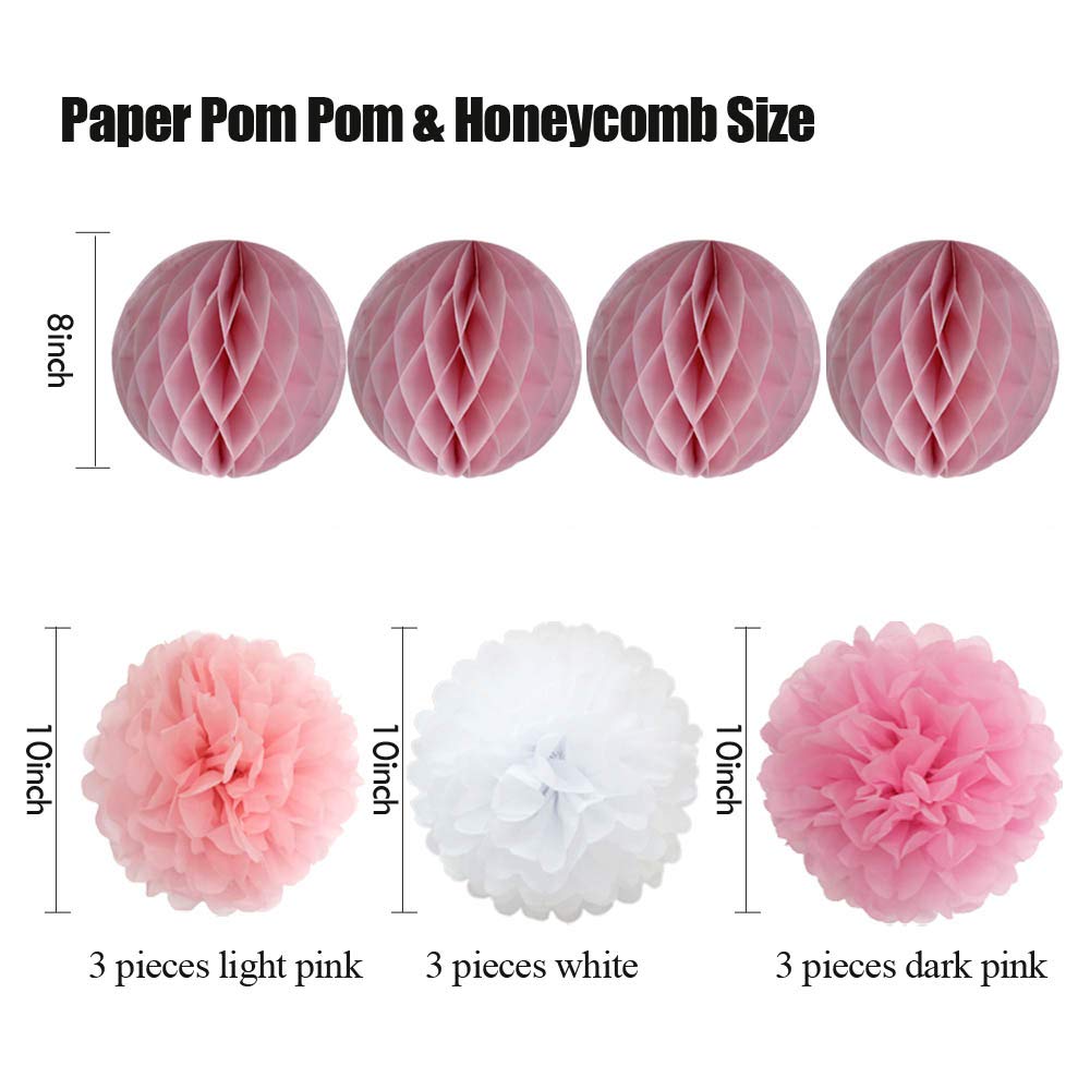 Linterna de papel redonda Decoración Rosa Azul Conjunto Colgando Abanicos de papel Ceremonia de boda Fiesta Favor Tejido Pompones Flor Bautismo Decoración Decoraciones colgantes