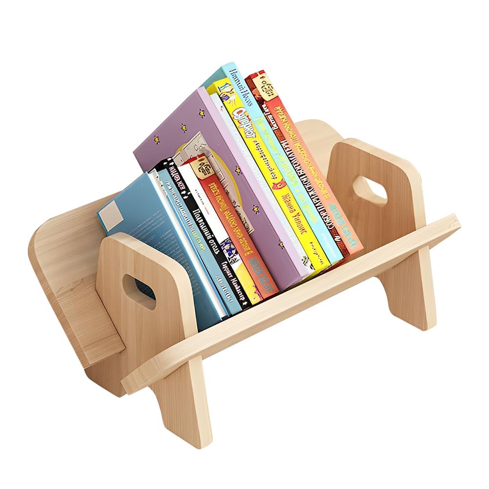 Mulaibdin Desktop Bookshelf, Small Bookcases for Kids, Mini Bookshelf Wood for Desk, Small Bookcases Free Standing with Handle, Countertop Book Organiser Storage for Bedroom