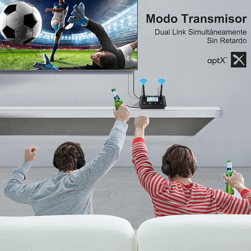 1Mii B03+ Bluetooth 5.3 TV Adó-Vevő LCD Kijelzővel - HiFi Audió Adapter 3.5mm AUX/Optikai Csatlakozással, Alacsony Késleltetésű aptX HD, 2 F