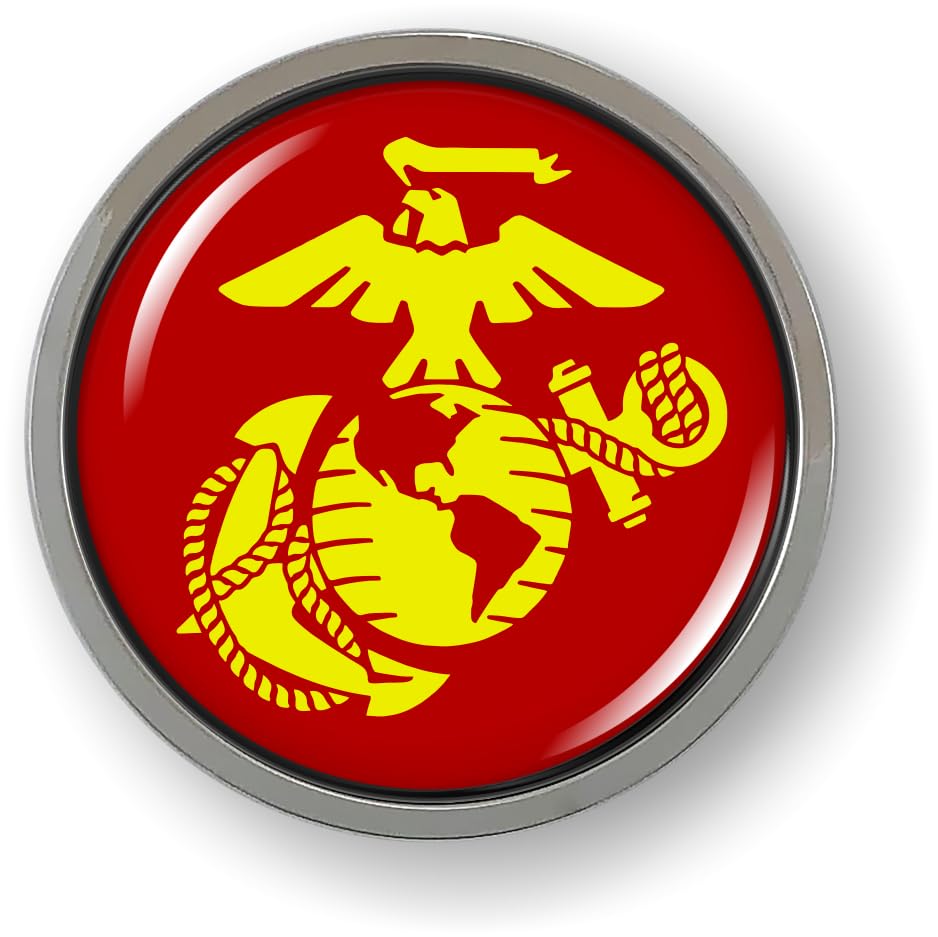 Image of The Eagle, Globe, and Anchor USMC CAR Emblem Badge Chrome Metal Bezel | Officially Licensed US Marine Corps Product, 3D Domed, Sticker, made by BestLicensePlateFrames