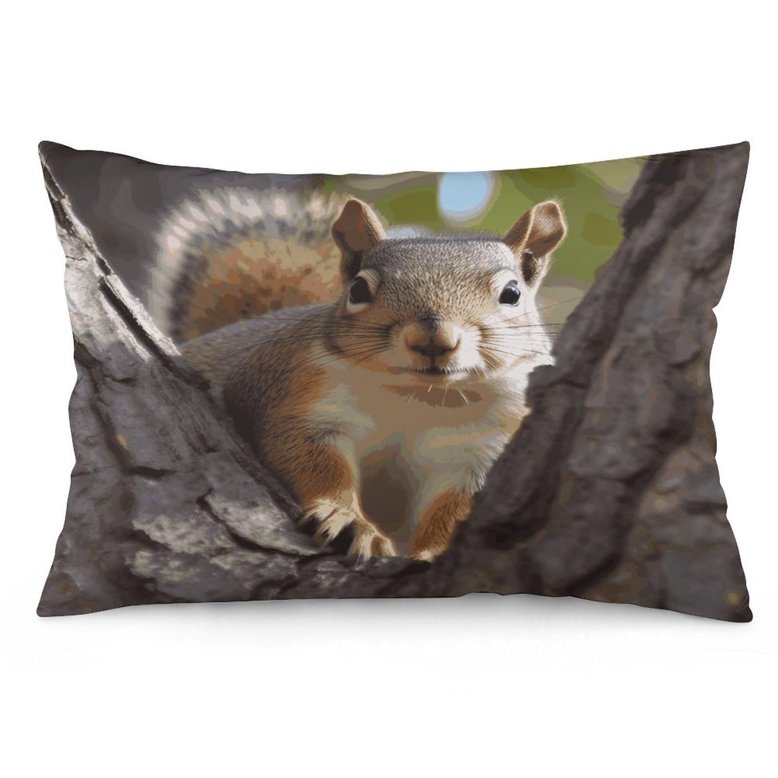 Squirrel in The Tree Throw Pillow Covers with Silent Zipper Polyester Pillow Protectors Removable Pillow Cases Soft Pillowcase Cozy Pillow Sham Cushion Cover for Sofa Car Bed 20"x30"
