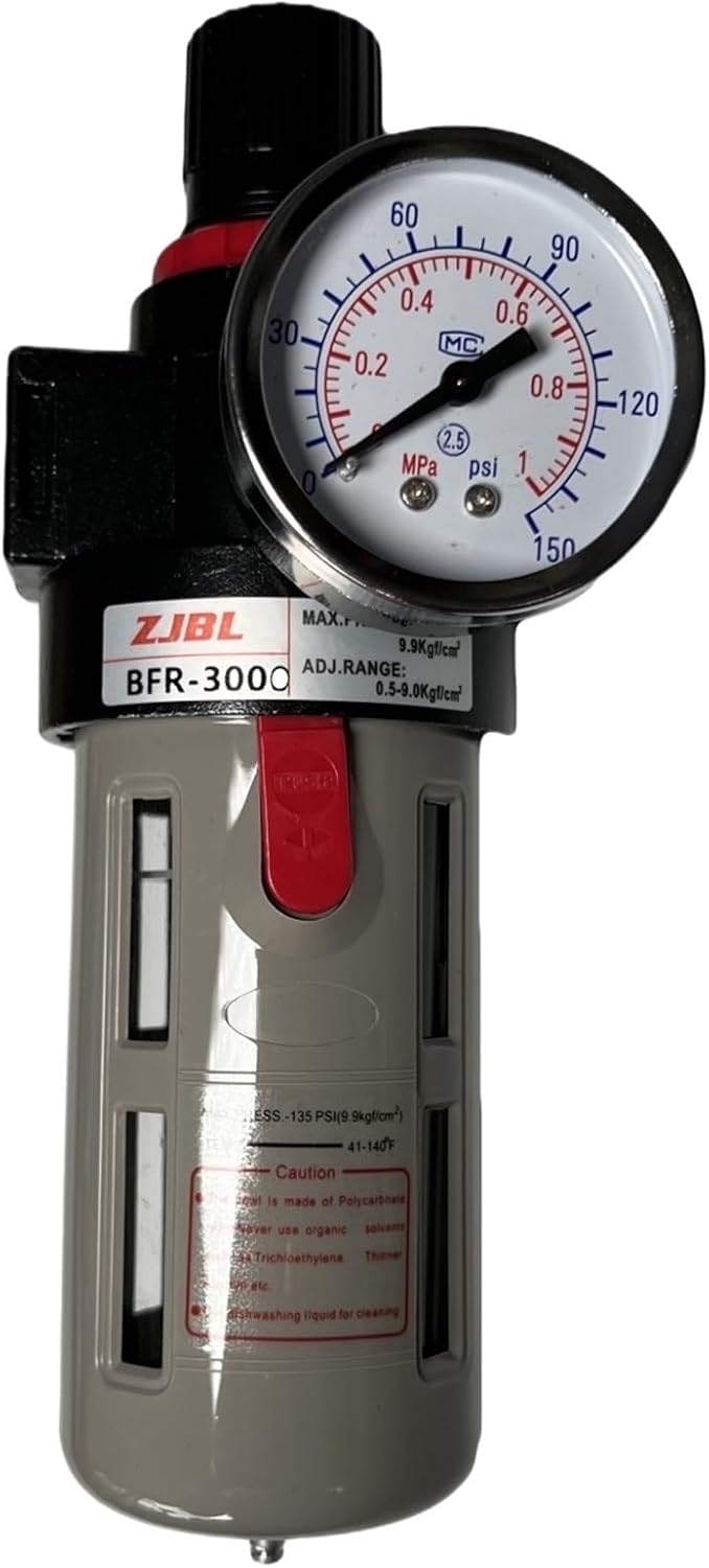 BFR-1/4"" 3/8"" 1/2"" Compressed Air Oil Pneumatic Filter Pressure Regulator with Fttings (Size : 1/2"")