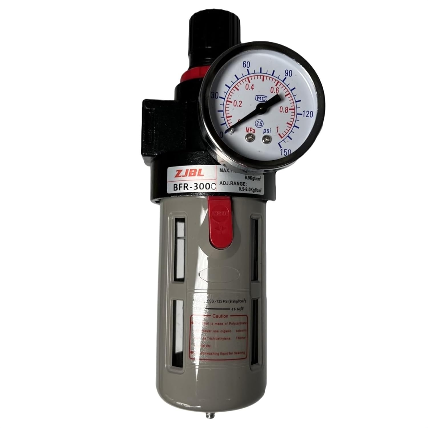 BFR-1/4" 3/8" 1/2" Compressed Air Oil Pneumatic Filter Pressure Regulator with Fttings(1/4")