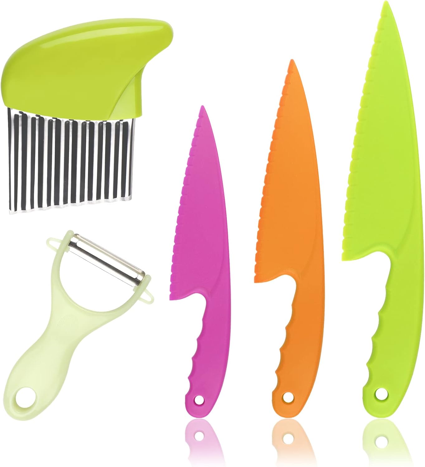 Ailvor Toddler Knife, 5pcs Kids Knife Set, Plastic Child Safe Knives in