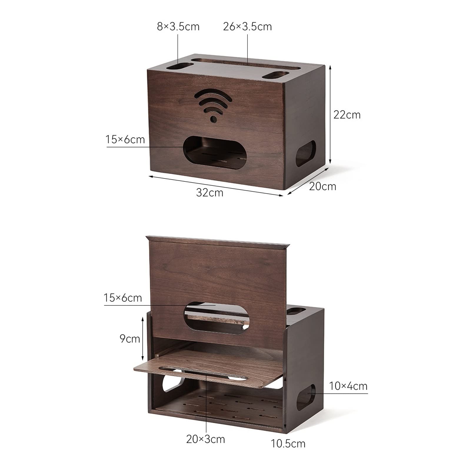 Kabelmanagement Holz-Router-Aufbewahrungsbox Set-Top-Box-Rack Netzteil TV-Line-Box Steckdosenschutz Dekorative Abschirmbox Kabelbox
