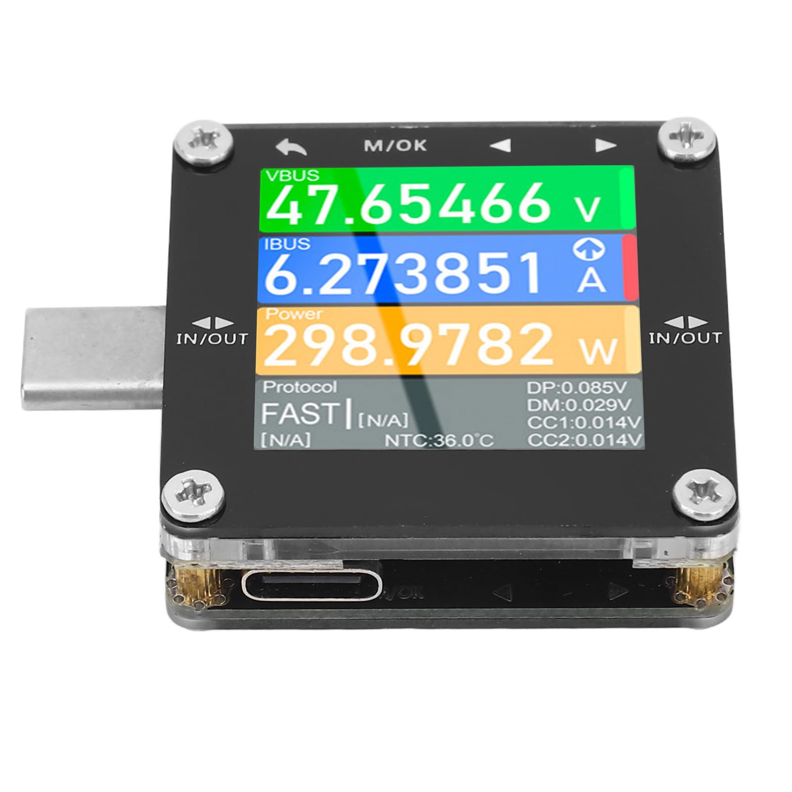 Socobeta Typ-C-Tester, Digitaler Leistungsmesser mit Vollfarb-IPS-Display für QC PD-Schnellladung, Premium-ABS-Design, Ideal für Technikbegeisterte, 1 Einheit