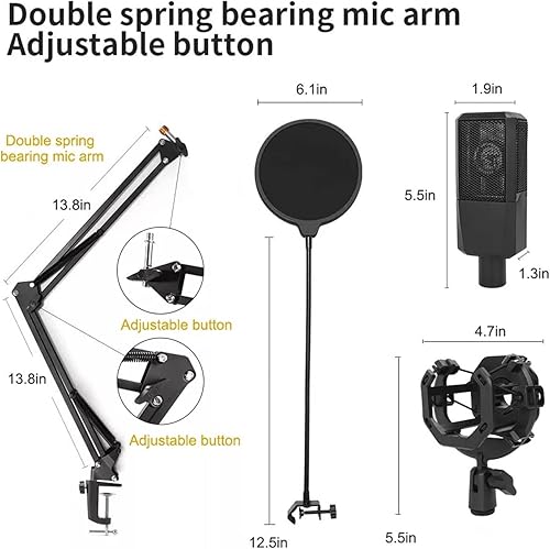 Miniatura 3 de Micrófono BM1000 Micrófono de computadora de estudio para karaoke, microfono, condensador de micrófono para grabación, transmisión de juegos,