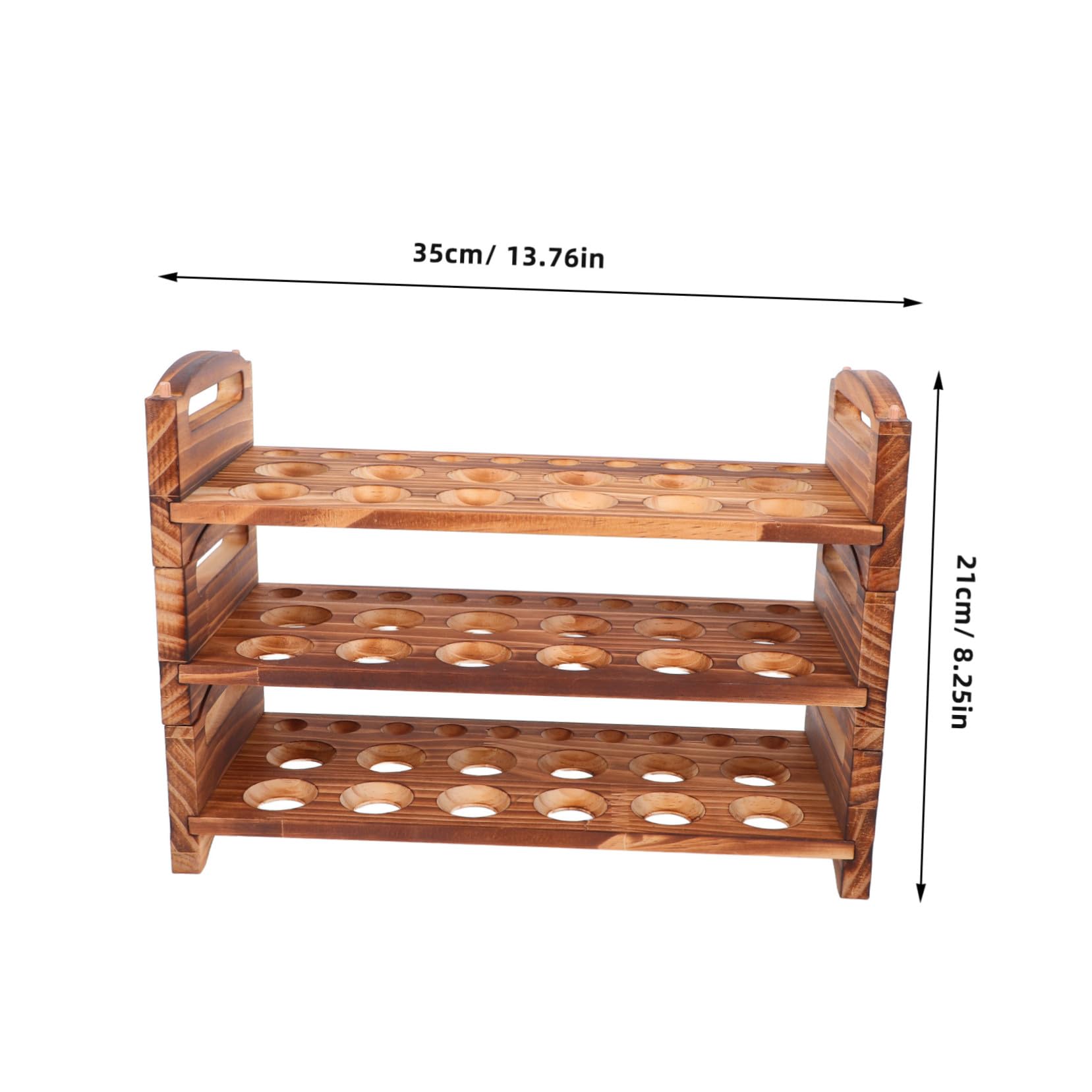 Soportes Apilables para Huevos de Madera Natural Organizador de Cocina Asa Estante Rústico para Huevos Frescos Encimera