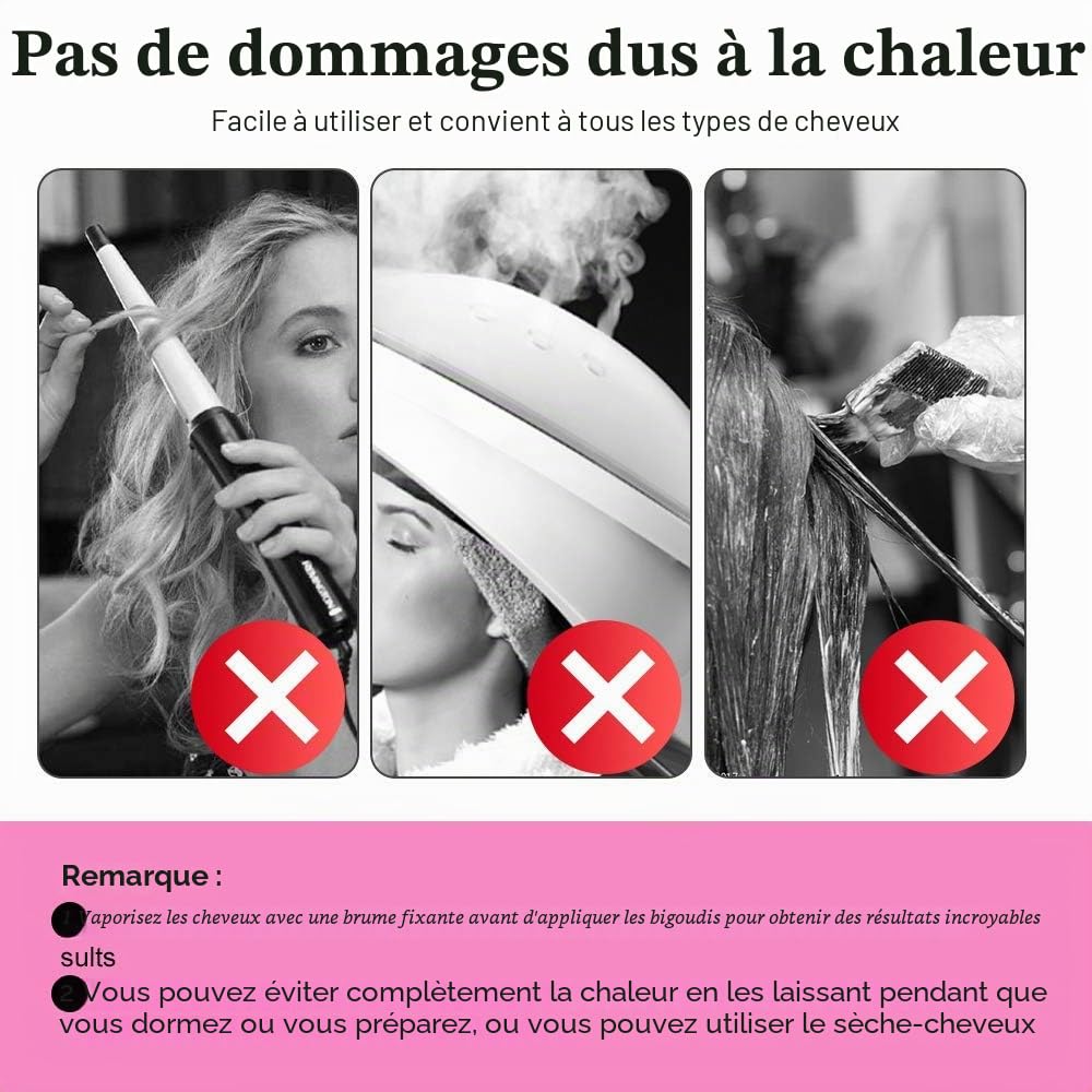 40 Pièces Bigoudis Boucles en Spirale, Bricolage Nuit Sans Chaleur Avec Crochets de Coiffage, Rouleaux Outils de Coiffure pour Femmes (Violet et Rouge, 55 cm)