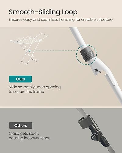 Miniatura 5 de SONGMICS Tendedero de Ropa, Tendedero de Lavandería de Metal, Plegable, Ahorra Espacio, Secador Independiente, con 4 Alas Extensibles, Uso en