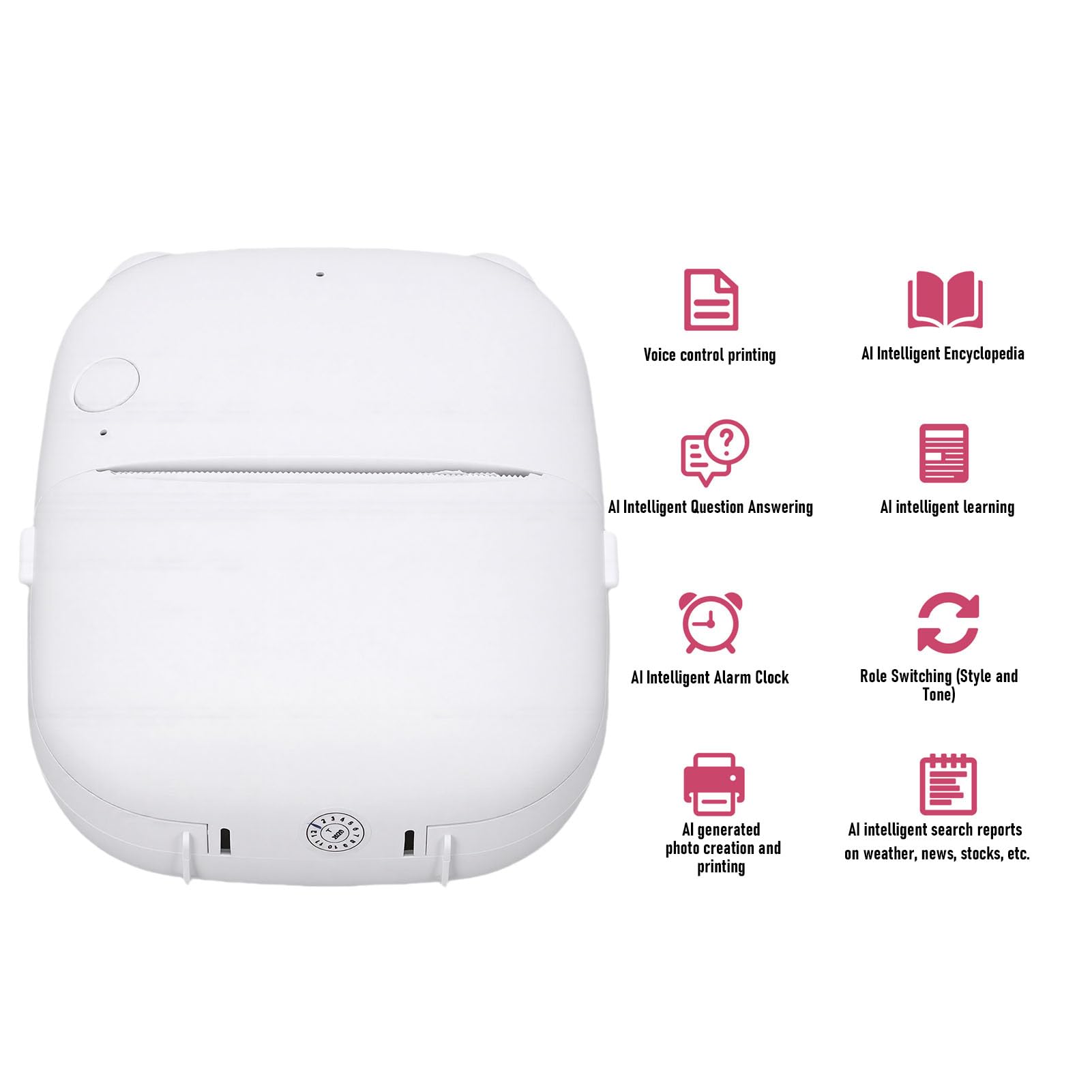 Stampante Vocale AI per Bambini, Cordless Portatile per la Casa