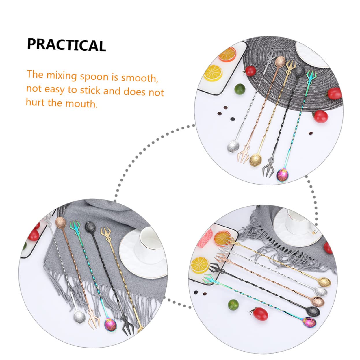 SOLUSTRE Stirring Rods and Spoon Set 3pcs Stainless Steel Cocktail Stirrer for Bar Tea Cocktails