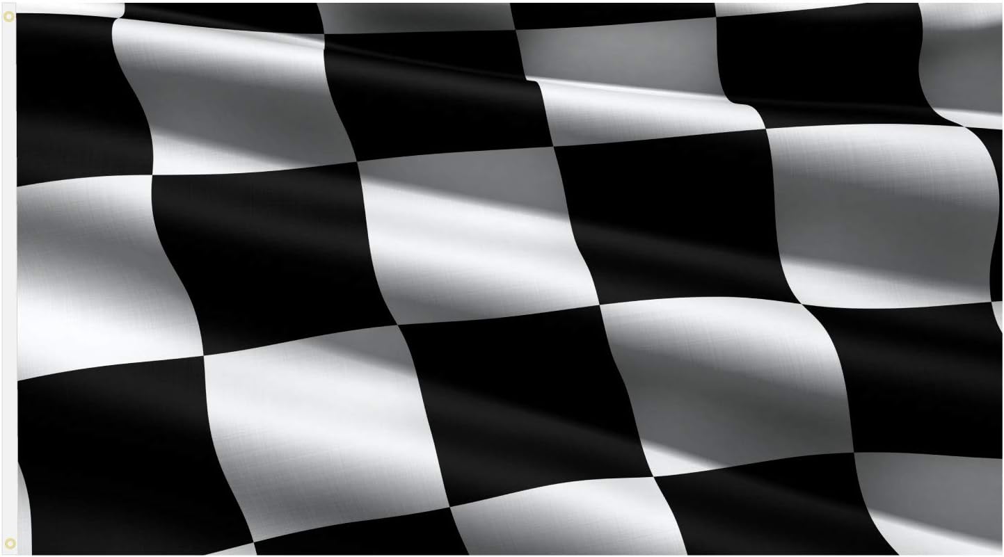 TRIXES Chequered Flag, Large Black and White, Motor Racing F1 Motorsport Finish Flag - Motorsport Accessories for Events, 5' x 3' (150cms x 90cms)