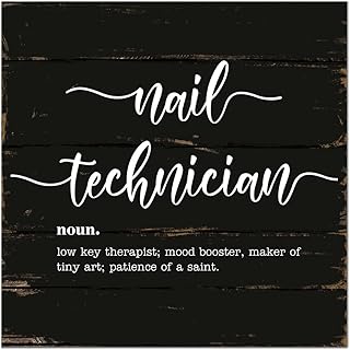 Nail Technician Word Definition Meaning Wood Signs Rustic Home Decor Farmhouse Funny Gift Wooden Wall Plaque Hanging Sign for Living Room Porch Garden Holiday Wall Decor 16X16