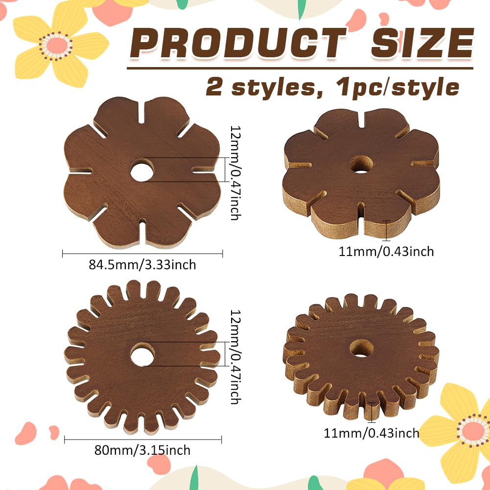 FINGERINSPIRE 2 Pcs 2 Styles Wood Bracelet Knitting Disc Set - Coconut Brown - 80x11mm & 84.5x11mm - Wooden Bracelet Kit for Jewelry Making