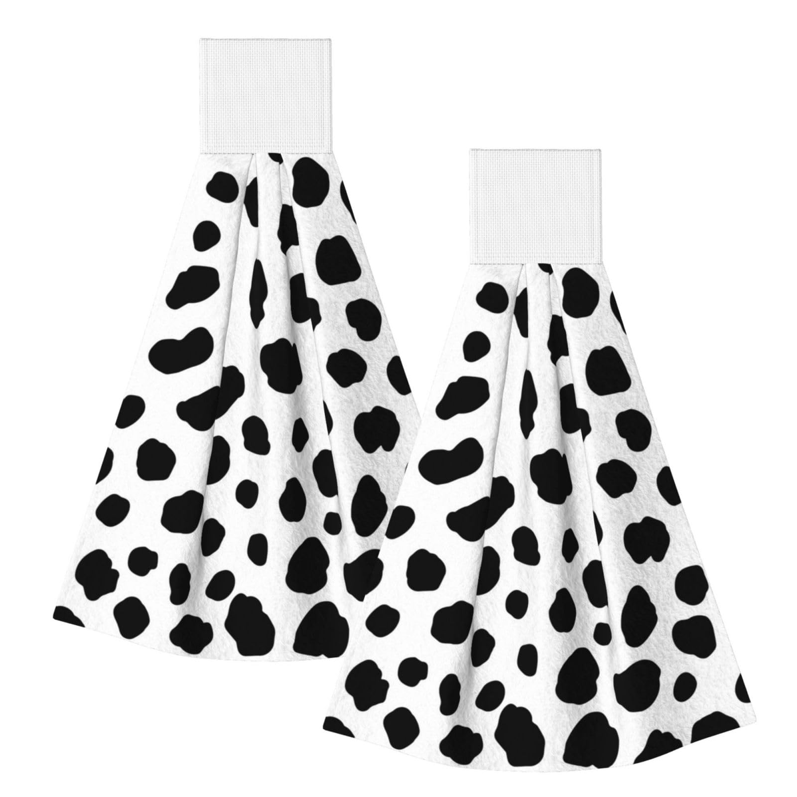 DOPKLNA Dalmatian Dog Pattern, 2 Pcs Hanging Coral Fiber Hand Towels for Bathroom, Absorbent Kitchen Towels