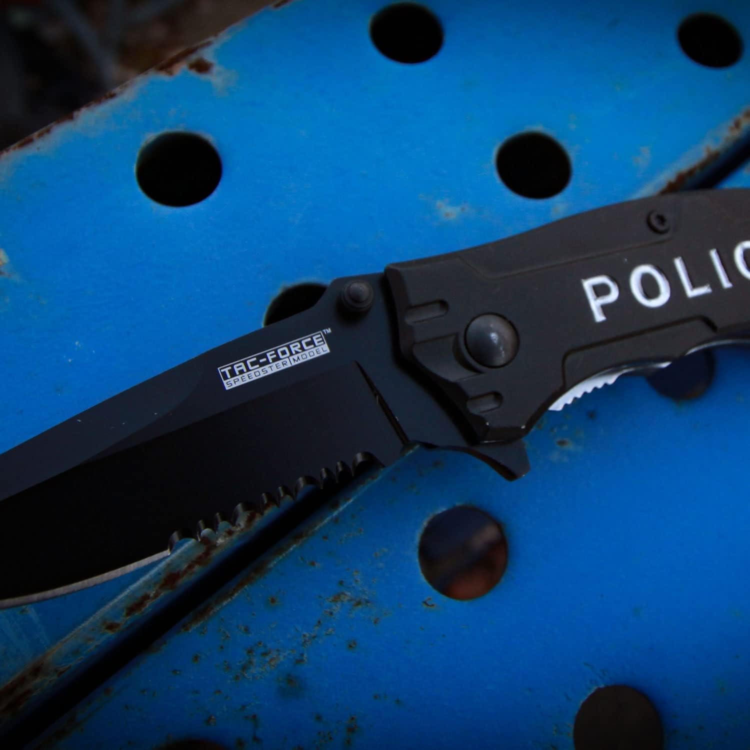 TAC Force TF-525 Series Assisted Opening Folding Knife, Black Half-Serrated Blade, 4-1/2-Inch Closed