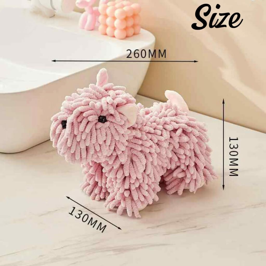Hanging Cute Hand Towels, Cartoon Highly Absorbent Cleaning Cloth, Decorative Household Animal Cloth for Bathroom Kitchen (Blue Dog-2 2Pcs)