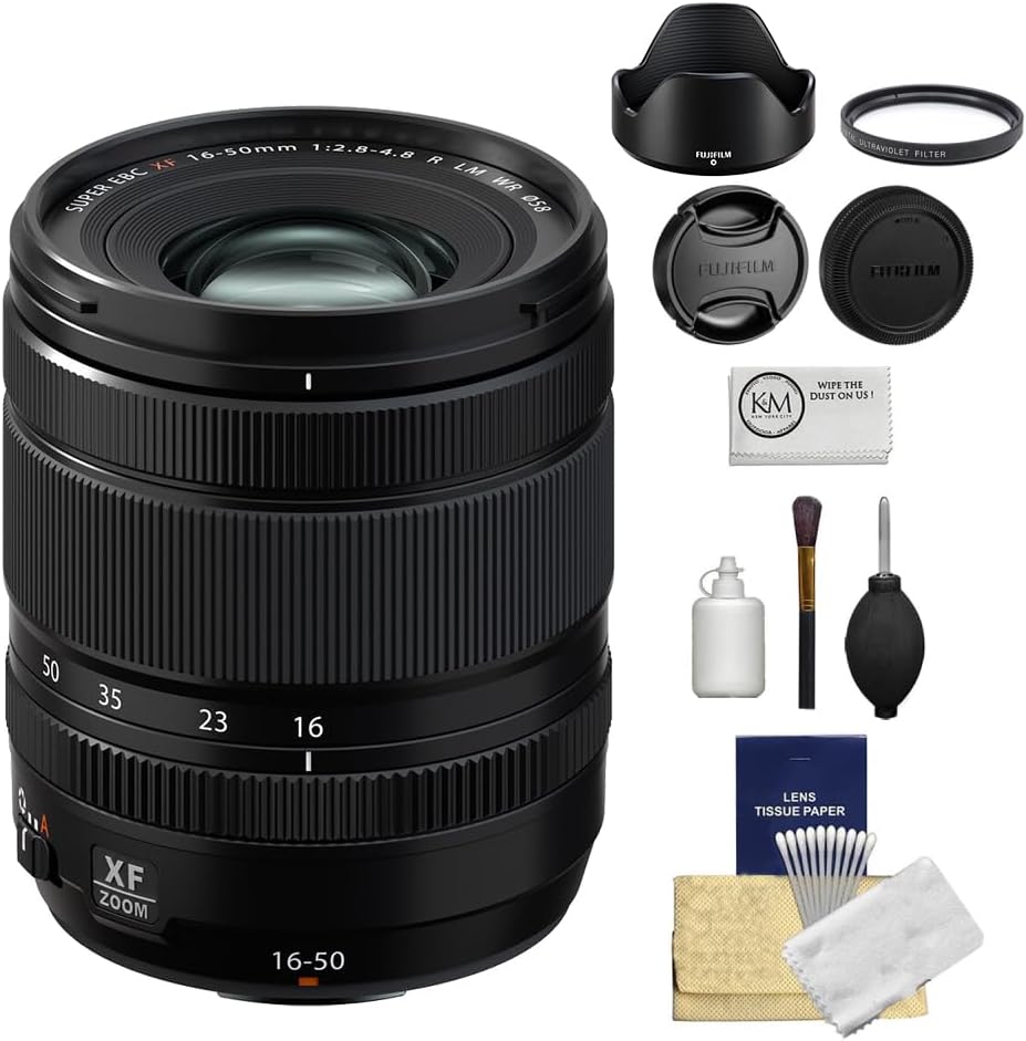 Fujifilm XF 16-50mm f/2.8-4.8 R LM WR Lens Bundled with UV Filter + Lens Cleaning Kit + Microfiber Cleaning Cloth (4 Items)