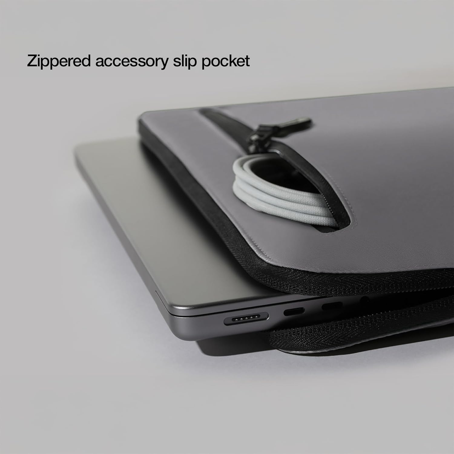 Incase Compact Laptop Sleeve with Flight Nylon - 14-inch MacBook/Laptop & iPad/Tablet Sleeve - Faux Fur Lining, Lightweight, Durable, Weather Resistant, Slip Pocket for Accessories - Conte Grey - Image 6