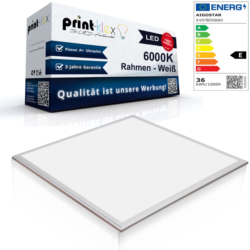 Panneau LED Ultraslim 60 x 60 cm Plafonnier Lampe Surface de 6000 K blanc froid 40 W 3600 lm Cadre Blanc – Office Plus série
