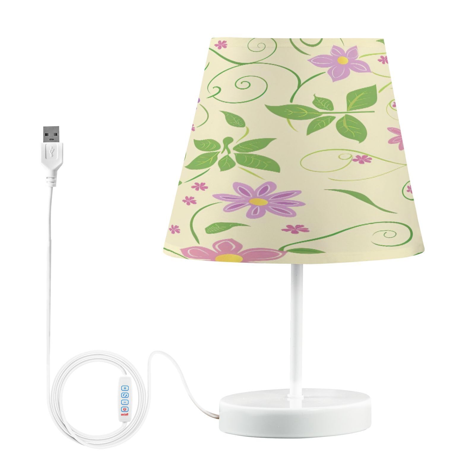 Waassud Flower Pattern Beside Table Lamp for Bedroom Desk Lamp 3 Color Temperatures with USB LED Nightstands Lamps for Living Room Office Large