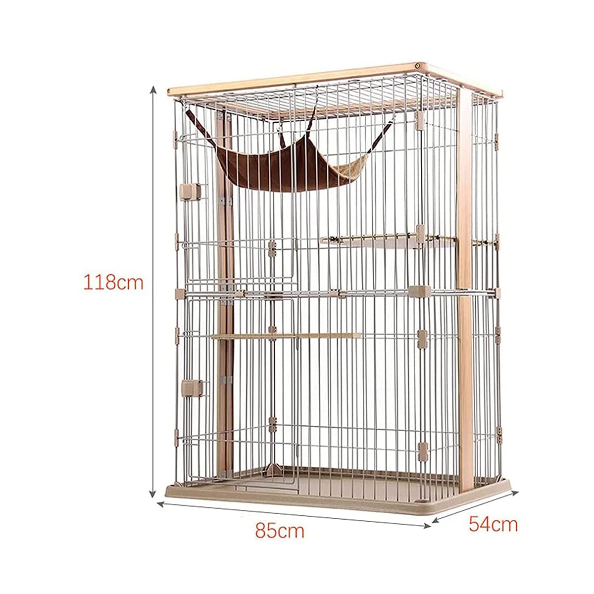 Jaula para Mascotas, Jaula de Madera para Gatos, Caja Grande de Cerca Estilo apartamento para Gatos de 2 Pisos, criadero Interior Ideal para Perrera, Blanco, 88 * 57 * 119 cm