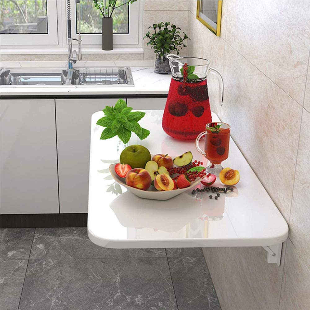 Staffa pieghevole da parete per tavolo e sgabello, resistente, in acciaio laminato a freddo, design salvaspazio, 50,8 x 50,8 cm, finitura bianca, ideale per piccoli spazi