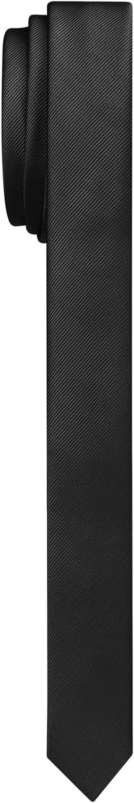 Men's Skinny Ties Solid Color Formal Neckties 1.58" (4CM) Slim Striped Thin Black Ties For Men