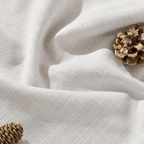 Image of Joydeco Linen Curtains for Living Room,Light Filtering Rod Pocket Back Tab Semi Sheer Drapes Window Long Curtains 90 inches Long Blanc de Blanc