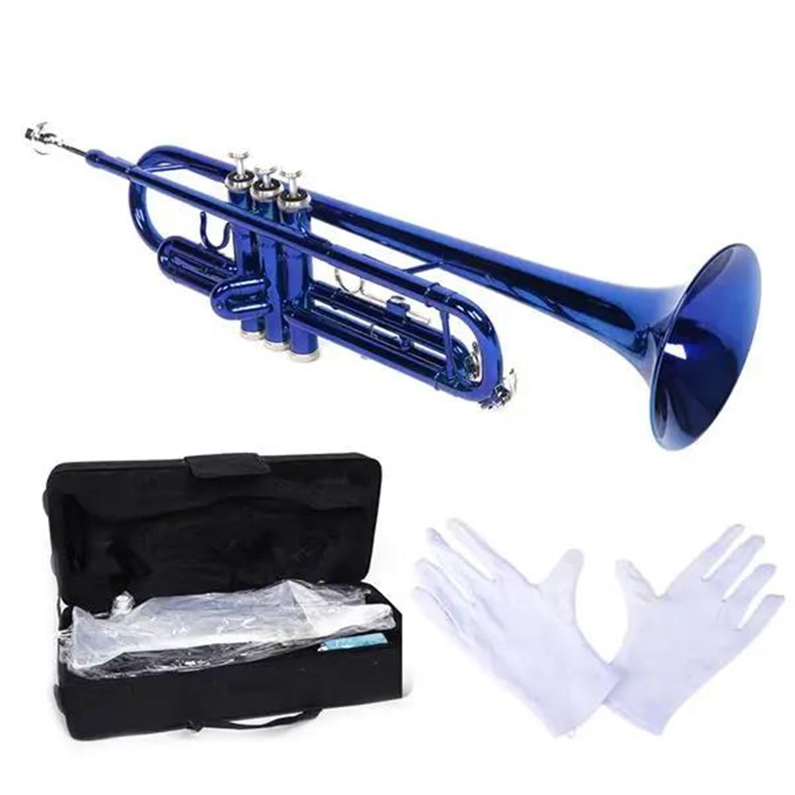 Instrument Muzyczny Trąbka Trąbka B Flat Z Mosiądzu W Kolorze Niebieskim Wykwintny Instrument Muzyczny Z Rękawiczkami