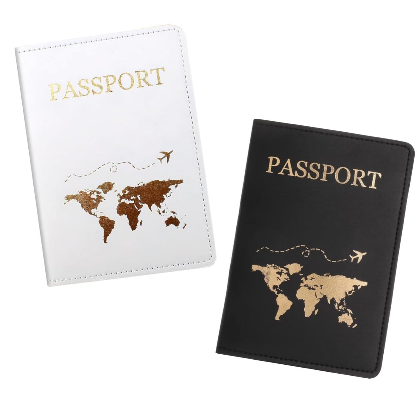 Protege Passeport, 2 Pcs Etui Passeport, Porte Passeport Cuir, Pochette Passeport pour Hommes et Femmes pour Passeport, Carte de Billet, Carte de crédit, Cartes de Visite (Noir et Blanc)