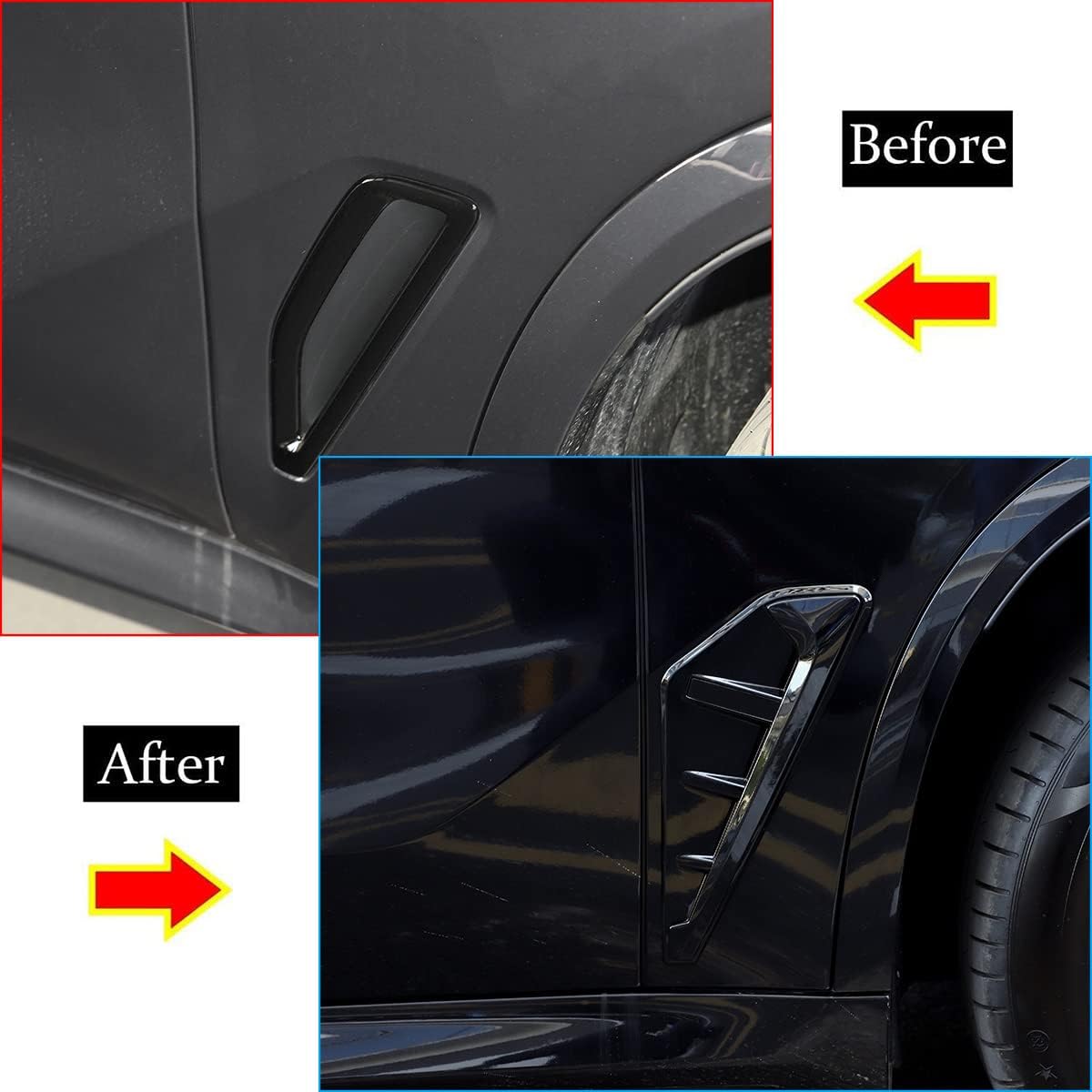 Shark Gills Side Fender Vent Decoration Trim for BMW X5 G05 2019-2021 Side Marker Fender Air Vent Trim Cover Car Outside Styling (X5 M, Black)