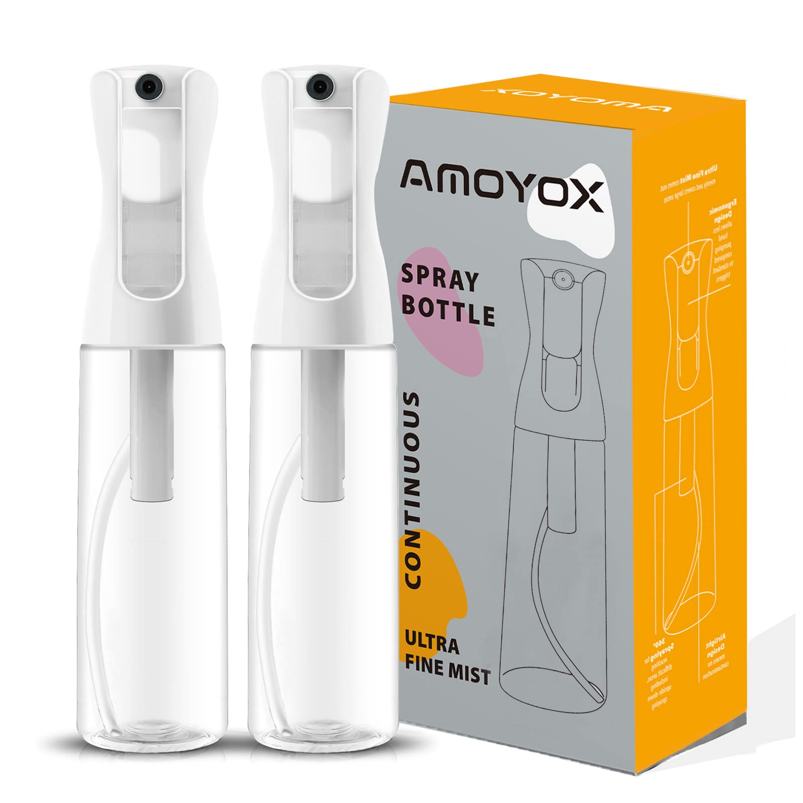 Amazon.co.jp: AMOYOX スプレーボトル 300ml 2個セット 霧吹き 極細の  