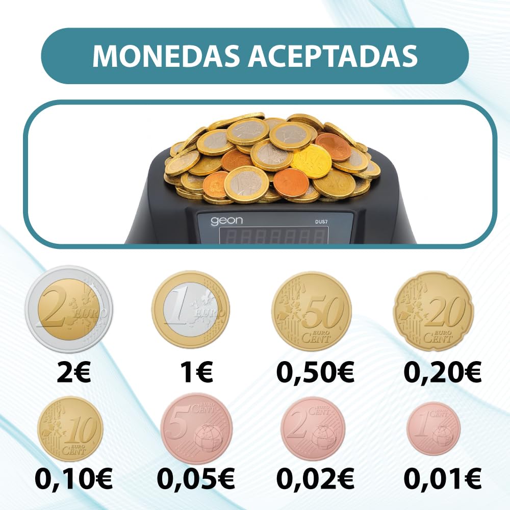 Contador de Monedas Automático Clasificador 200 Monedas/Minuto Capacidad 300-500 Compatible EUR USD Pantalla LED RS232