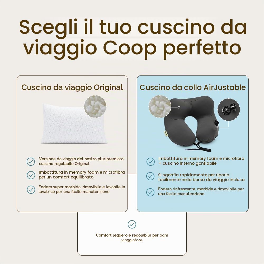 Coop Home Goods Cuscino da campeggio e da viaggio in memory foam triturato di alta qualità, con rivestimento comprimibile in viscosa di rayon di bambù – Include sacco per il trasporto e viaggi 48,3 x