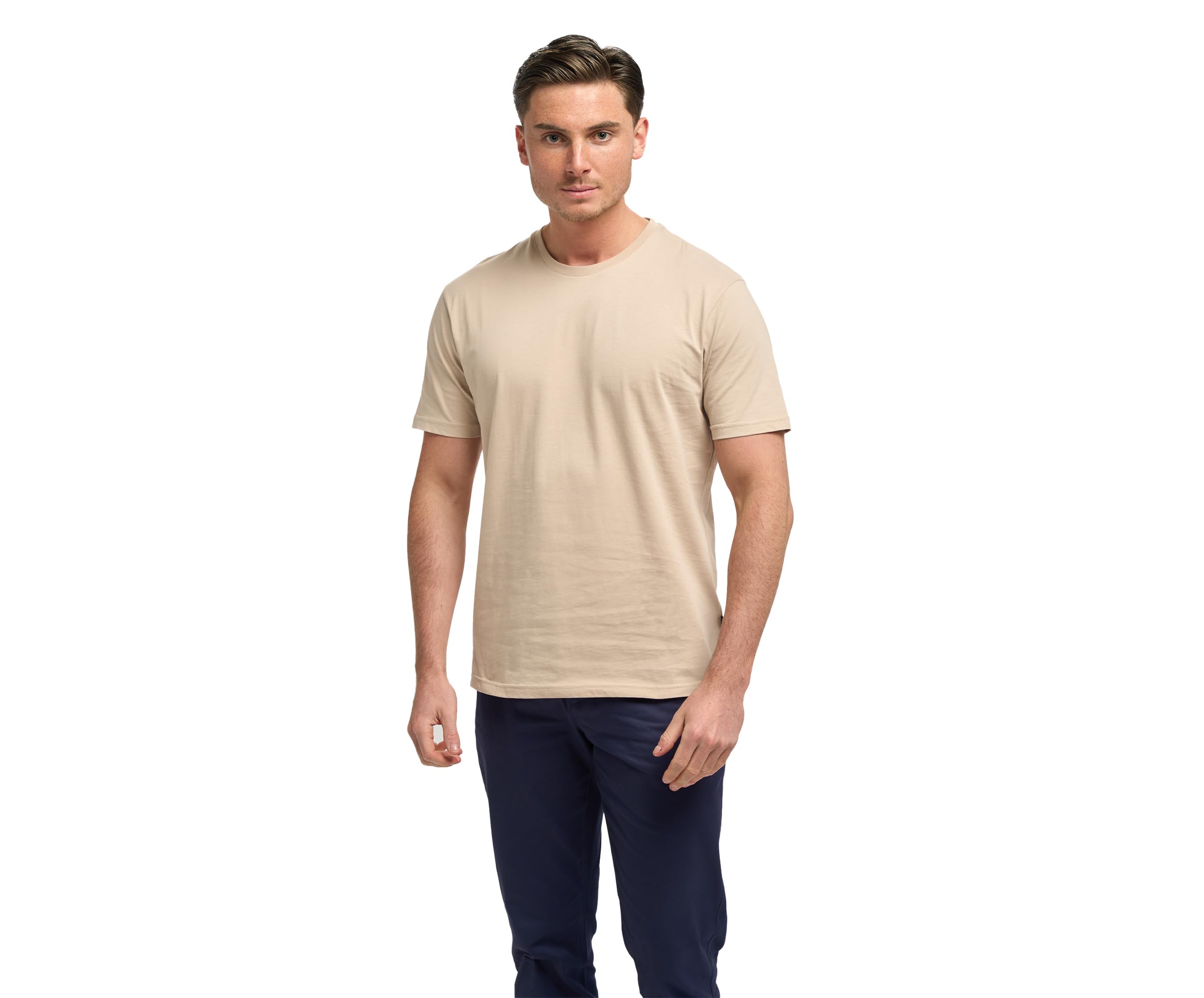 T-Shirt 100% Coton pour Homme ne se déforme pas col ras du cou robuste manches courtes casual